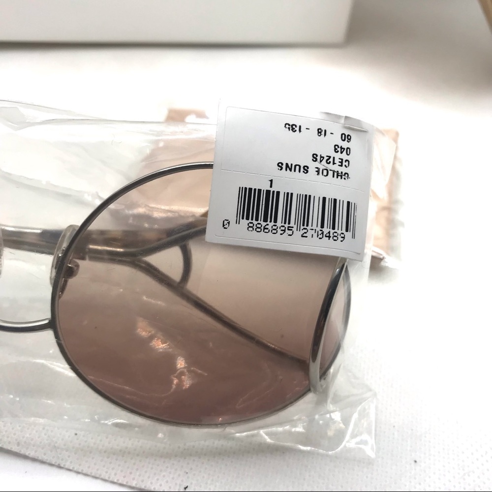 CHLOE ROUND FRAME SILVER METAL OVERSIZED SUNGLASSES WITH CASE NIB - Picture 12 of 16